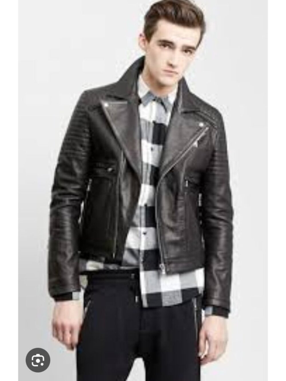 The Kooples Sport Black Leather Moto Jacket Quilted Biker Zip Style - Size M
